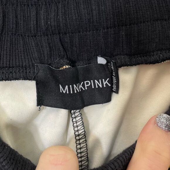 MINKPINK Imperial Jungle Jogger Pants Lion Head Black Orange Leopard Print - Picture 9 of 13